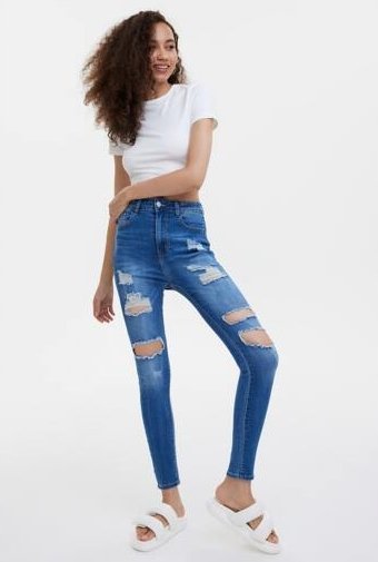 SHEIN JEANSY DAMSKIE Z DZIURAMI CASUAL 38 V3H