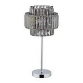 Lampy stojące - Relaxdays Lampka nocna kryształowa, elegancka lampa stołowa, E14, salon i sypialnia, wys. x śr.: 50,5 x 24 cm, szara/srebrna 10038609 - miniaturka - grafika 1