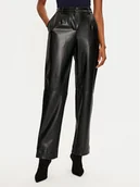 Spodnie damskie - Pieces Spodnie z imitacji skóry Neeth 17151699 Czarny Straight Fit - miniaturka - grafika 1