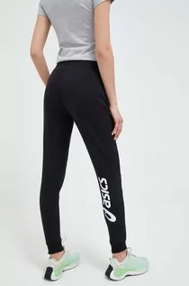 Spodnie damskie - Asics spodnie dresowe kolor czarny z nadrukiem - grafika 1