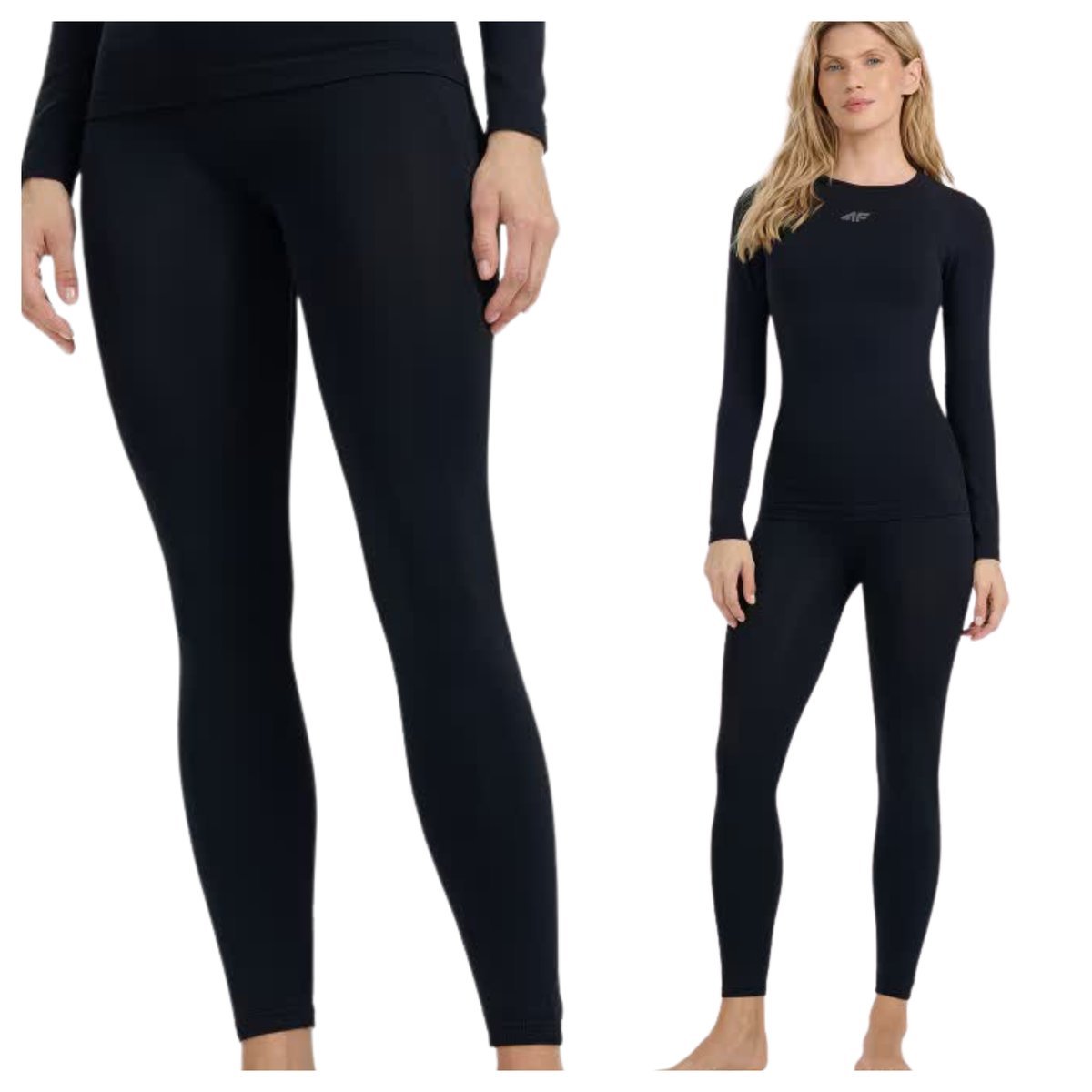 Damskie legginsy termoaktywne 4F 4FWAW25USEAF221-20S Czarny XS/S