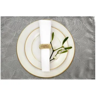 Serwetka EUROFIRANY Isala 30 x 40 cm Srebrno-biały - Obrusy i serwetki - miniaturka - grafika 1