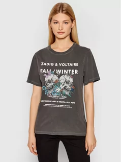 Koszulki i topy damskie - Bella Zadig&Voltaire T-Shirt Compo Rock Skull WKTS1807F Szary Regular Fit - grafika 1