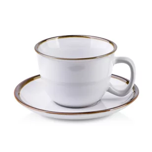 Lumarko Lumarko Lumarko Cal White Filiżanka 280ml Ze Spodkiem 15cm  biały złoty - Filiżanki - miniaturka - grafika 1