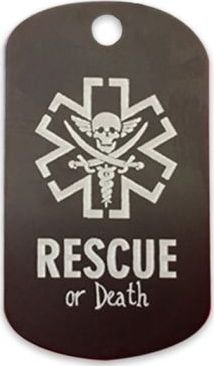 Breloczek Polska Firma Nieśmiertelnik ratowniczy RESCUE OR DET grawerowany