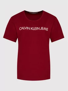 Koszulki i topy damskie - Calvin Klein Jeans Plus T-Shirt J20J217531 Bordowy Slim Fit - grafika 1