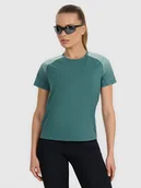 Koszulki sportowe damskie - 4F Koszulka do biegania w terenie szybkoschnąca damska - turkusowa L - miniaturka - grafika 1
