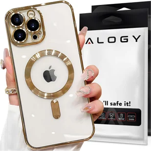 Etui MagSafe Case do iPhone 15 Pro Glamour Luxury obudowa Slim Ring Alogy Złote przezroczyste - Etui i futerały do telefonów - miniaturka - grafika 14