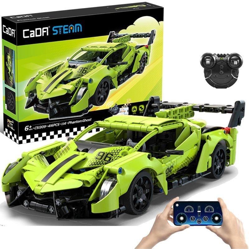 Klocki konstrukcyjne CaDA Samochód zdalnie sterowany Auto Sportowe 21 cm 1:14 Phantom Ghost 416 elementów RC Dual Mode