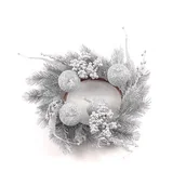 Ozdoby bożonarodzeniowe - Stroik srebrny 24 cm - miniaturka - grafika 1