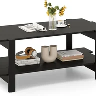 Ławy i stoliki kawowe - Stolik Kawowy Dwupoziomowy, Prostokątny z Miejscem do Przechowywania, Styl Industrialny, Imitacja Drewna, Nośność 60+60 kg, 115 × 59 × 46 cm (Czarny) - miniaturka - grafika 1