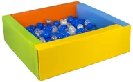 Suche baseny - Kwadratowy suchy basen z ekoskóry z 200 piłeczkami (żółty, zielony, niebieski, pomarańczowy/perłowy, transparentny, niebieski, srebrny) - miniaturka - grafika 1