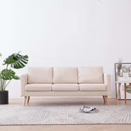 Sofy i kanapy - vidaXL vidaXL Sofa 3-osobowa, materiałowa, kremowa - miniaturka - grafika 1
