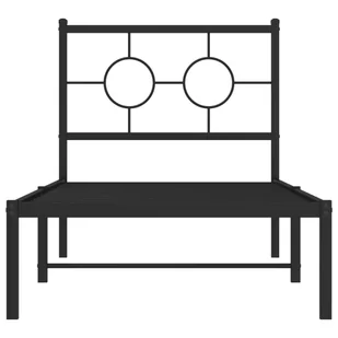 Metalowa rama łóżka z wezgłowiem, czarna, 80x200 cm - Łóżka - miniaturka - grafika 6