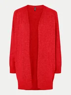 Swetry damskie - Pieces Kardigan Natalie 17156644 Czerwony Loose Fit - miniaturka - grafika 1