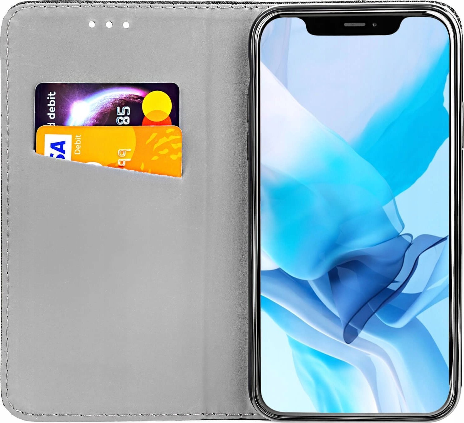 Hello Case ETUI Z KLAPKĄ DO HUAWEI P9 LITE CZARNE ZAMYKANE MAGNETYCZNE KABURA FUTERAŁ