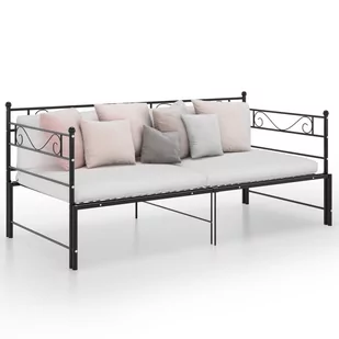 vidaXL Lumarko Sofa z wysuwaną ramą łóżka, czarna, metalowa, 90x200 cm 324782 - Łóżka - miniaturka - grafika 2