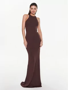 Sukienki - Elisabetta Franchi Sukienka wieczorowa AB-363-32E2-V720 Brązowy Slim Fit - grafika 1