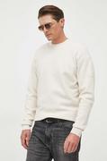Swetry męskie - Calvin Klein sweter z domieszką wełny męski kolor beżowy - miniaturka - grafika 1