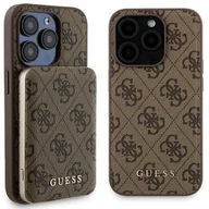 Etui i futerały do telefonów - Guess Zestaw do iPhone 15 Pro + Powerbank 5000mAh MagSafe 4G Metal Logo Brązowy - miniaturka - grafika 1
