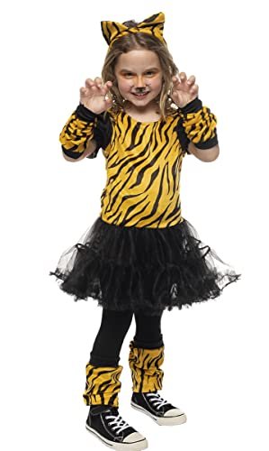 Rubies Kostium Tygrysica Tutu dla dziewcząt, sukienka z tutu i ogona, opaska na głowę, rękawiczki, podgrzewacze i rajstopy, oryginalny, idealny na Halloween, Boże Narodzenie, karnawał, urodziny.