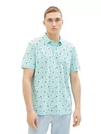 Koszulki męskie - TOM TAILOR Denim Męska koszulka polo, 1036404, 31913-Blue Black Mini Palm Paisley, L, 31913 - Blue Black Mini Palm Paisley, L - miniaturka - grafika 1