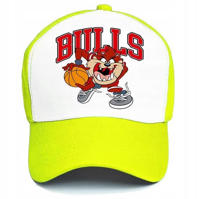 Czapka z Daszkiem BULLS Dla Fana Kreskówek Wzory Biało Żółta
