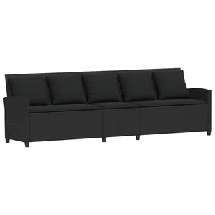 vidaXL Sofa ogrodowa 5-osobowa z poduszkami Czarny polirattan - Sofy ogrodowe - miniaturka - grafika 1