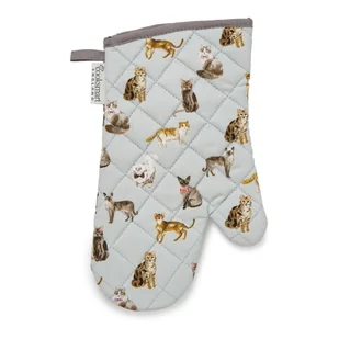 Niebieska bawełniana rękawica kuchenna Cooksmart ® Curious Cats - Fartuchy i rękawice kuchenne - miniaturka - grafika 1