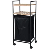 Kosze na bieliznę - Bathroom Solution Kosz na pranie mobilny wózek łazienkowy z 2 półkami regał do łazienki 2w1 784500070 - miniaturka - grafika 1