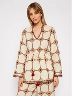 Bluzki damskie - Tory Burch Tunika Embroidered 76789 Beżowy Regular Fit - miniaturka - grafika 1