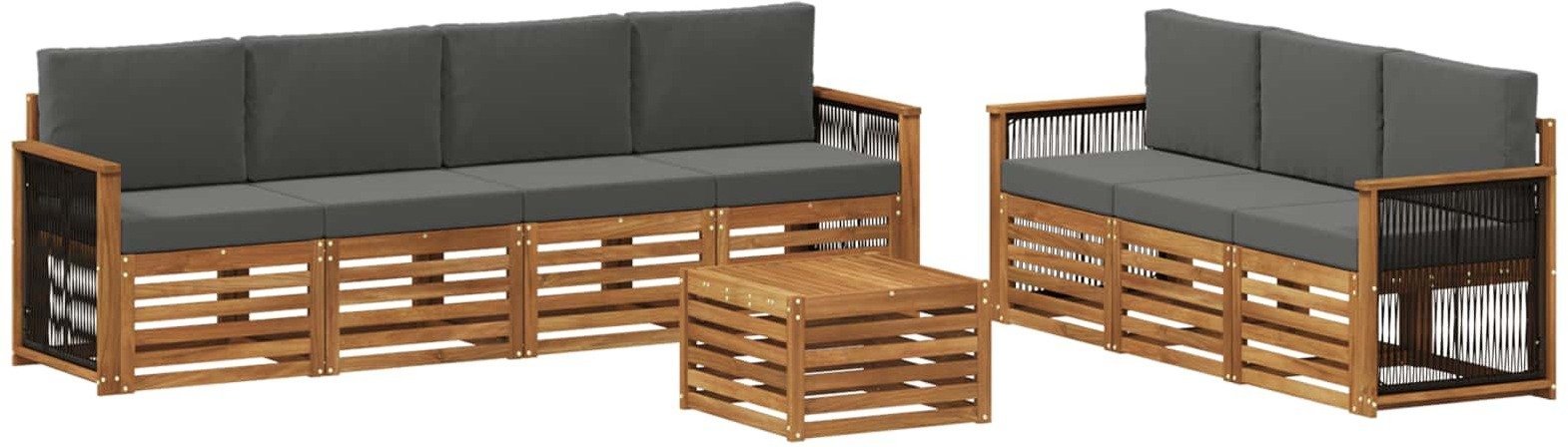 vidaXL Zestawy sof z poduszką 8 pcs Lite Drewno Akacji