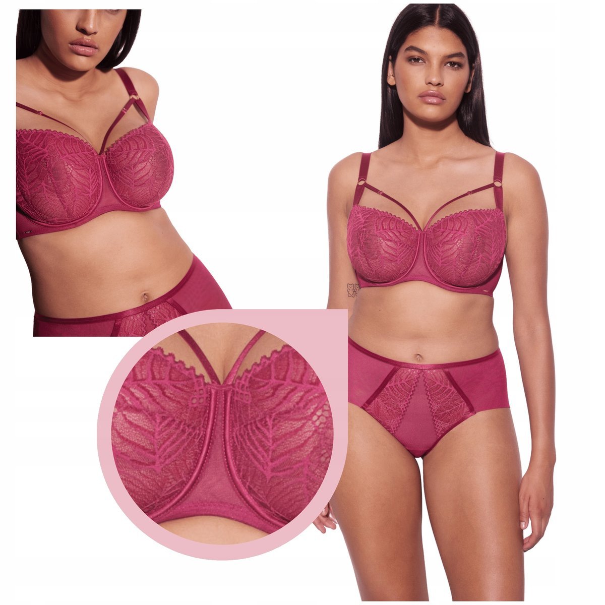 Biustonosz ALLES BEVERLY M Fuksja koronkowy miękki stanik paseczki - 90C