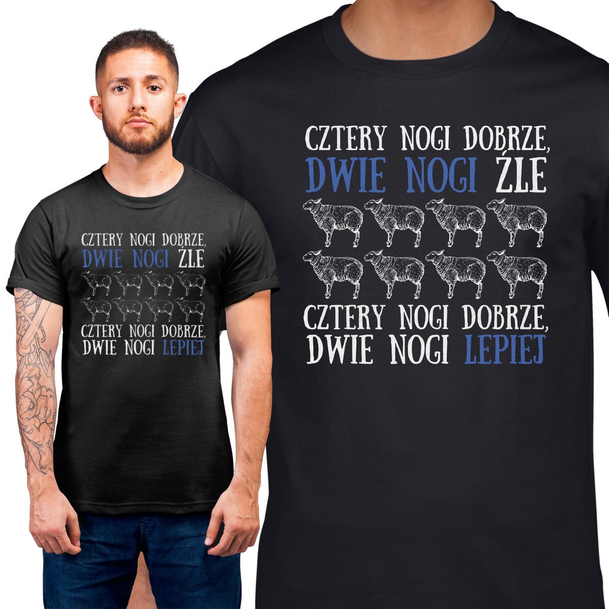 Koszulka męska Folwark zwierzęcy owce Orwell M