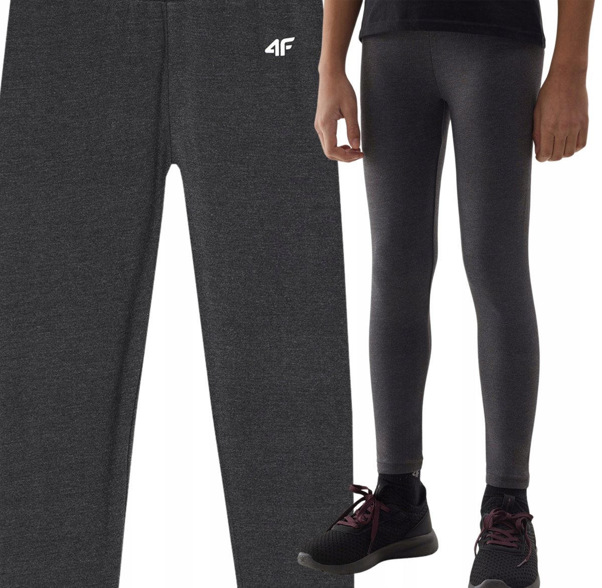 Legginsy bawełniane elastyczne dziewczęce 4F 4FJWSS24TTIGF130-23M Szary