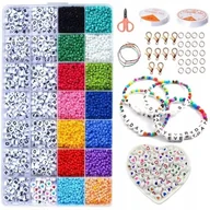 Zestawy biżuterii dla kobiet - ZESTAW KORALIKÓW DO ROBIENIA BRANSOLETEK BIŻUTERII KORALIKI LITERKI DIY - miniaturka - grafika 1