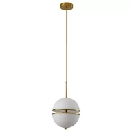 Lampy sufitowe - KKS Modernistyczna LAMPA wisząca szklana OPRAWA kula LED 12W 3000K zwis złoty biały KKSMP0094-1 - miniaturka - grafika 1