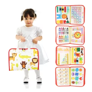 Tablica Manipulacyjna Sensoryczna Montessori ZEGAR KSZTAŁTY ALFABET KOLORY - Zabawki interaktywne dla dzieci - miniaturka - grafika 1