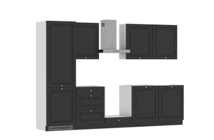 Zestaw Mebli Kuchennych Bristol 300 Cm L/P Mdf Lakier Czarny Mat Cichy Domyk Blum - Meble kuchenne - miniaturka - grafika 1