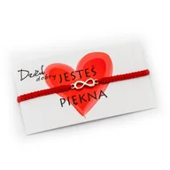 Bransoletki - Czerwony sznureczek bransoletka nieskończoność BA3928 - miniaturka - grafika 1