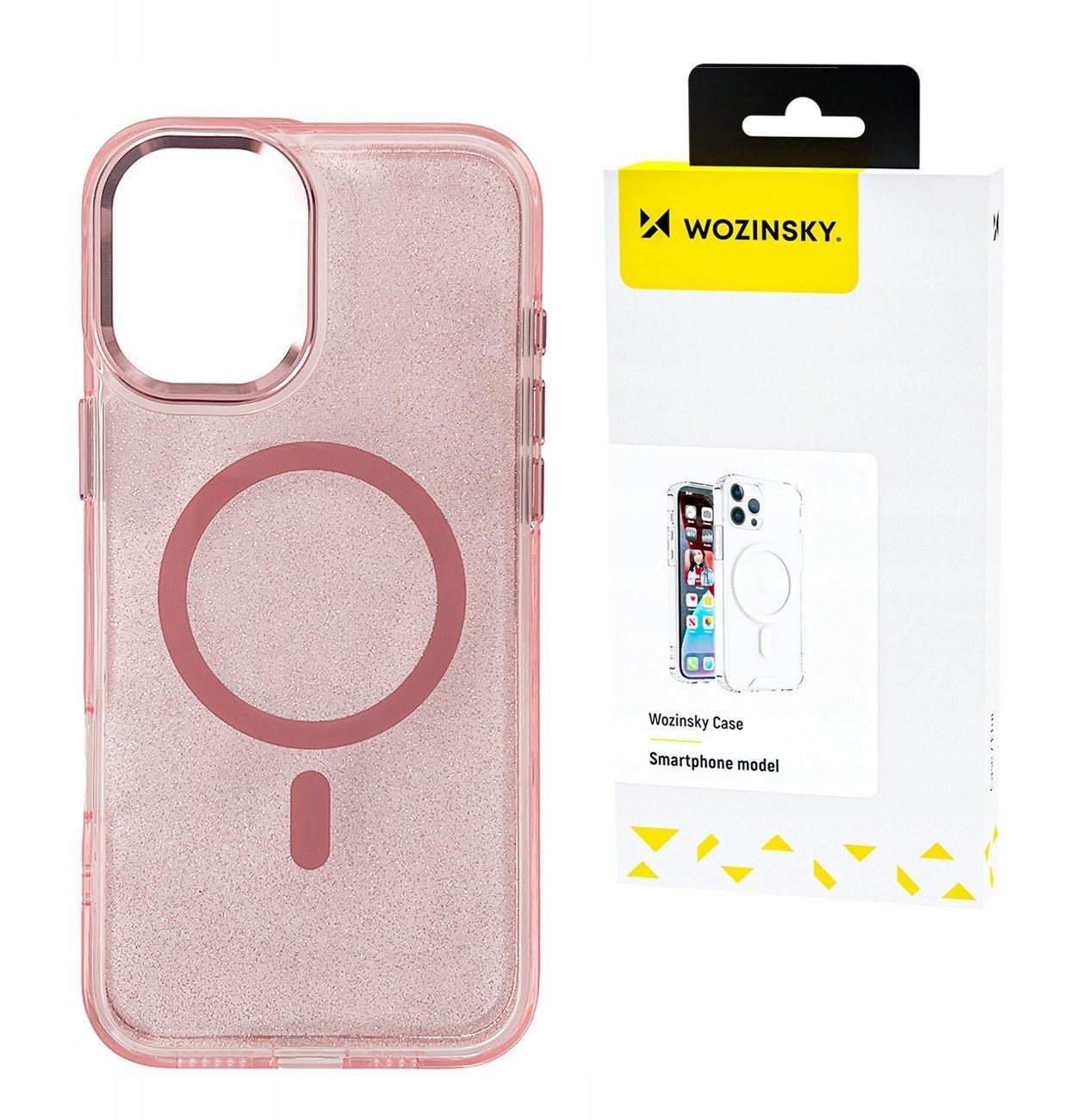 Etui Wozinsky Glitter Case z Mag Safe na Samsung Galaxy S24 FE - różowe z brokatem