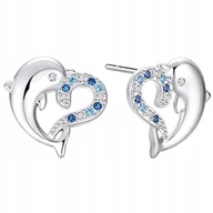 Biżuteria dla dzieci - Srebrne kolczyki dla dzieci dziewczynki delfinki sztyfty wkrętki srebro 925 - miniaturka - grafika 1