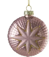 Bombki - Eurofirany Bombka szklana z gwiazdą 8 cm różowa x4 - miniaturka - grafika 1