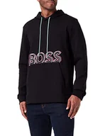 Bluzy męskie - BOSS Męska bluza z kapturem, czarny (Black1), M - miniaturka - grafika 1