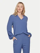 Bluzki damskie - Vila Bluzka Rella 14096986 Niebieski Regular Fit - miniaturka - grafika 1