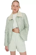 Koszule damskie - Trendyol Damska koszula kołnierz zwykły regularny płaszcz zimowy, Miętowy, M - miniaturka - grafika 1