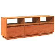 Szafki RTV - vidaXL Szafka pod telewizor woskowany brąz 140x37x50 cm lite drewno sosnowe - miniaturka - grafika 1