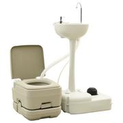 VidaXL Lumarko Przenośna toaleta turystyczna 10+10 L z umywalką 20 L, szara 8720286178881