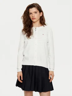Tommy Hilfiger Kardigan WW0WW42370 Biały Regular Fit - Swetry damskie - miniaturka - grafika 1