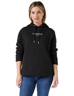 Bluzy damskie - Tommy Hilfiger Damska bluza z kapturem Hilfiger LS polarowa bluza z kapturem, czarna, L, Czarny, L - miniaturka - grafika 1